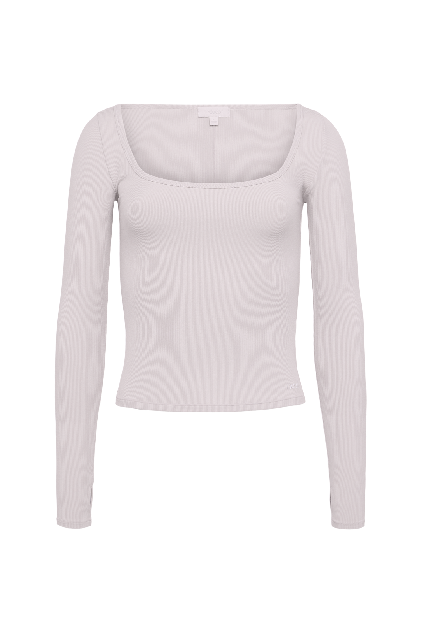 Sporty Rib Portrait Long Sleeve Top | Fog