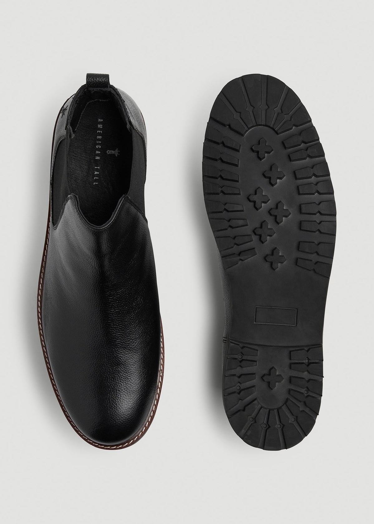Lug Sole Chelsea Boots for Tall Men in Black