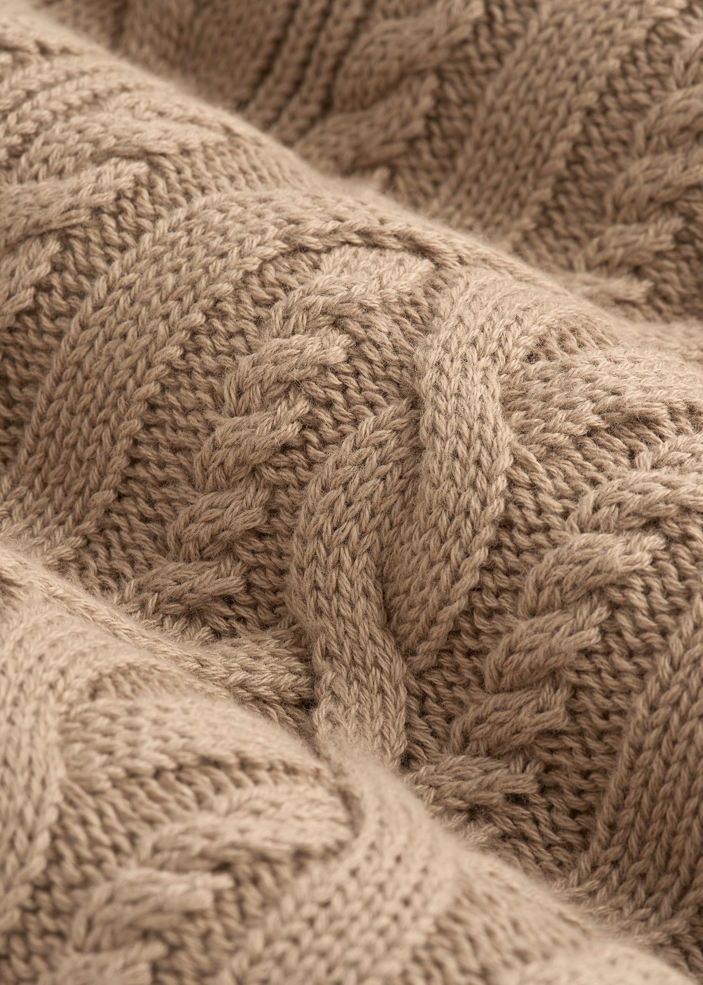 Relaxed Cotton Cable Knit Cardigan for Tall Women in Stucco
