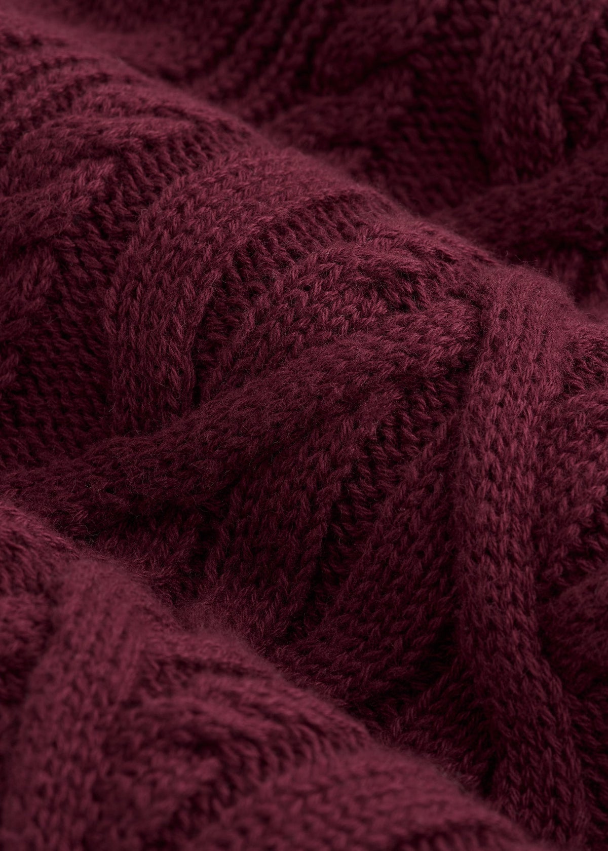 Relaxed Cotton Cable Knit Cardigan for Tall Women in Tawny Port