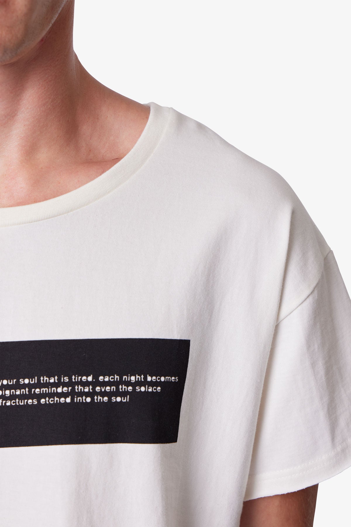 Distressed Wide Neck Tee - Antique White