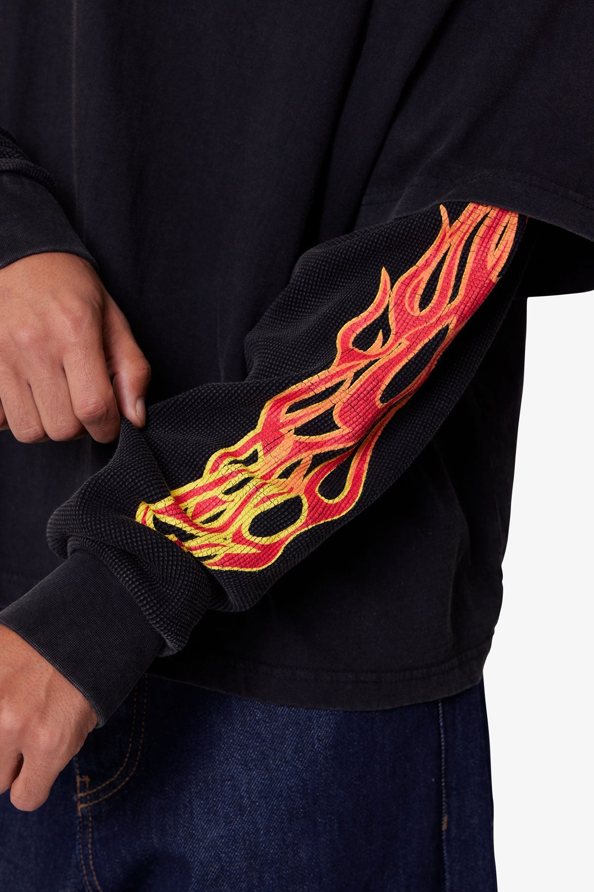 Double Layer Thermal Sleeve Tee - Washed Black