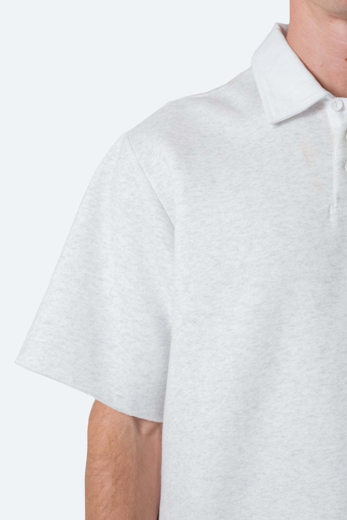 Fleece Oversized Polo Shirt - Heather Grey