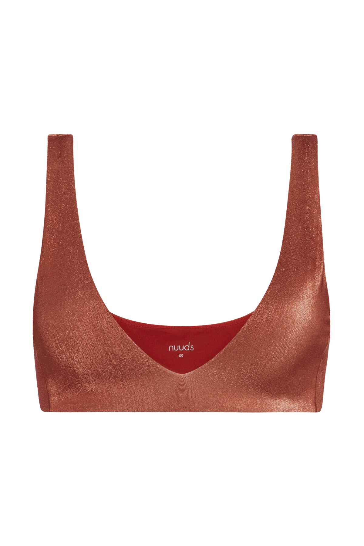 Shimmer Plunge Bikini Top | Scarlet