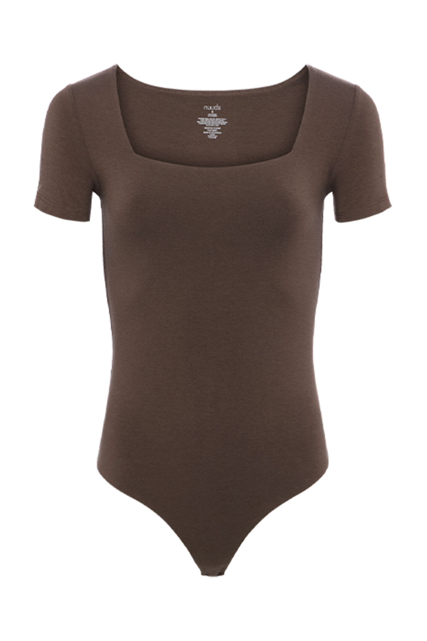 Cotton Stretch Short Sleeve Square Neck Bodysuit | Coffee