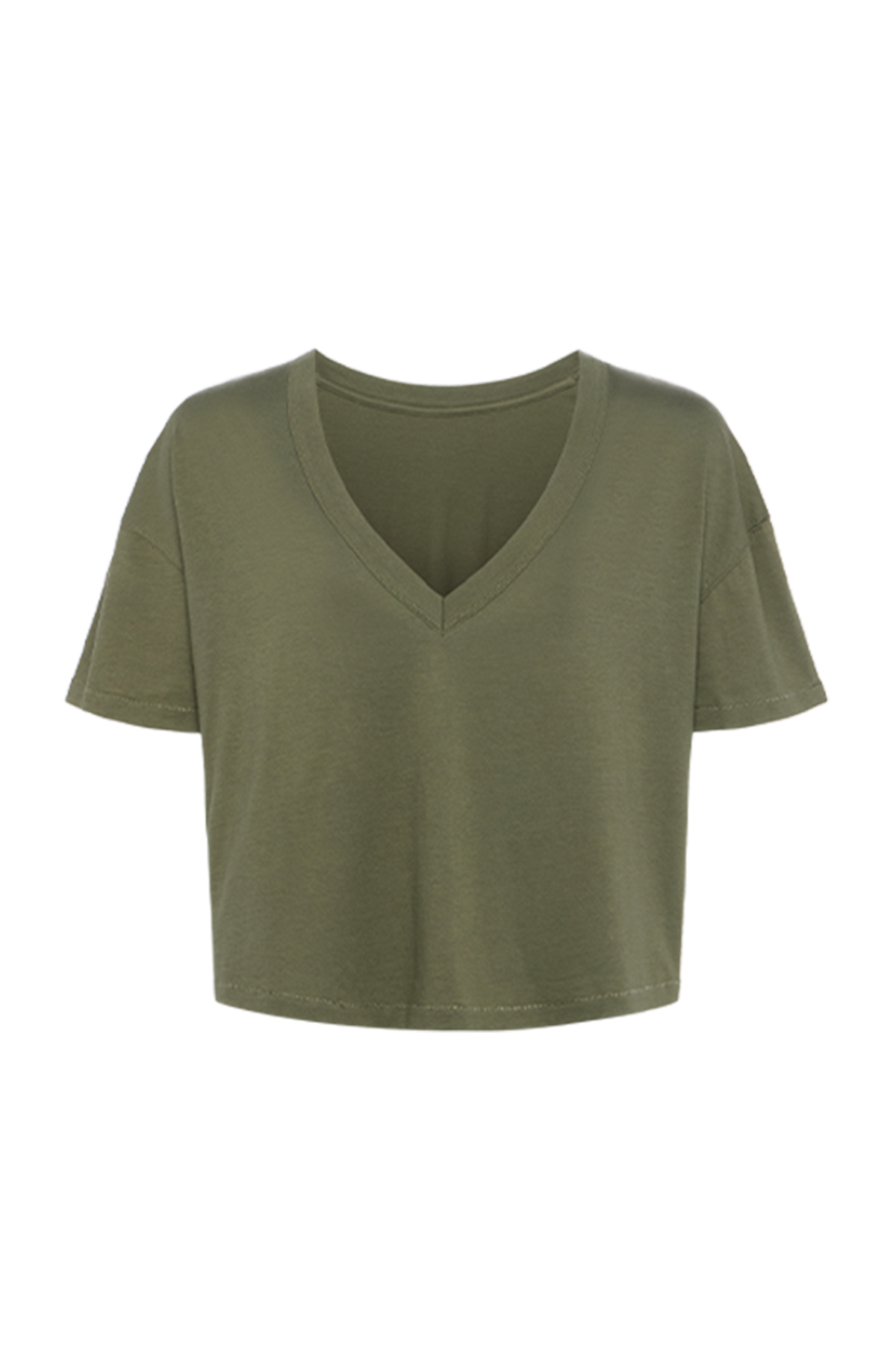 Boxy V-Neck Tee | Olive