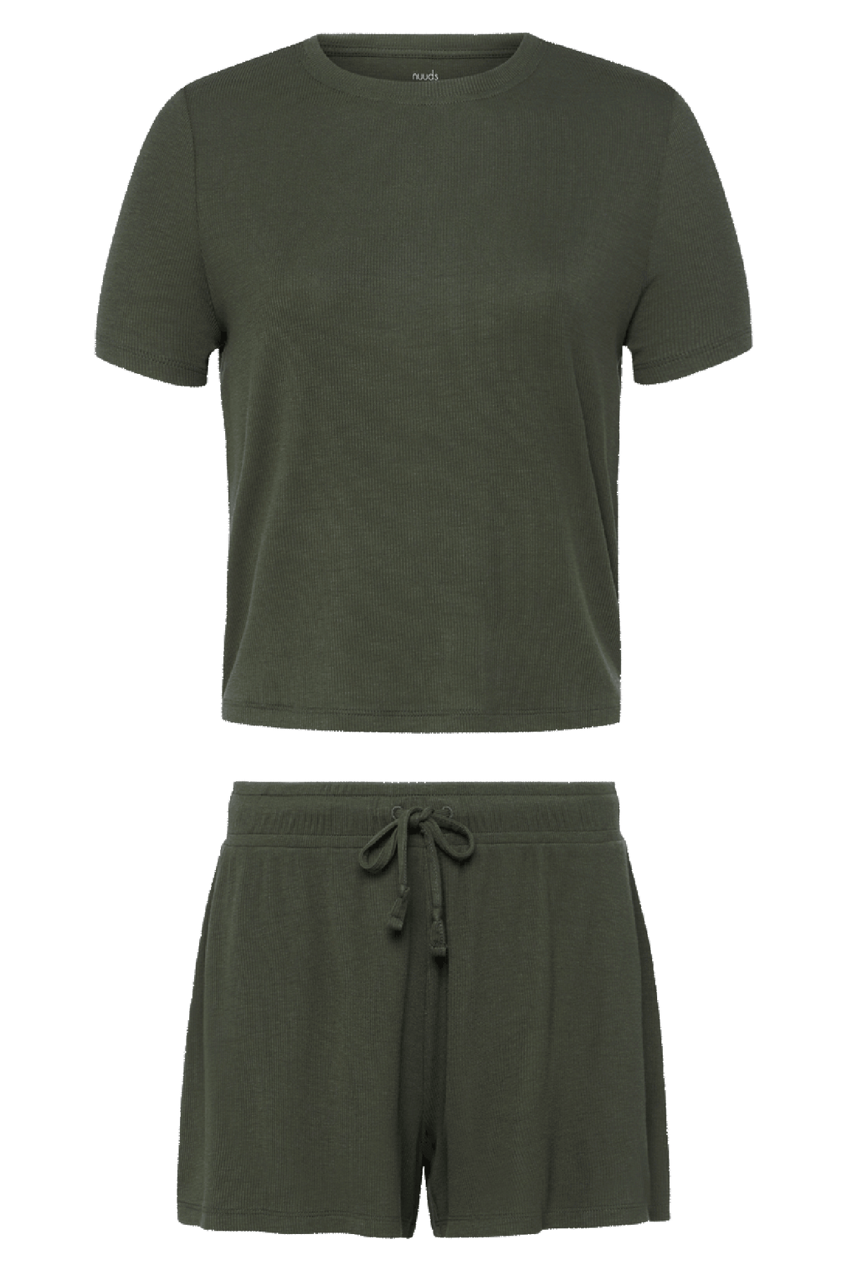 Ribbed Pajama Short Set | Darkest Olive