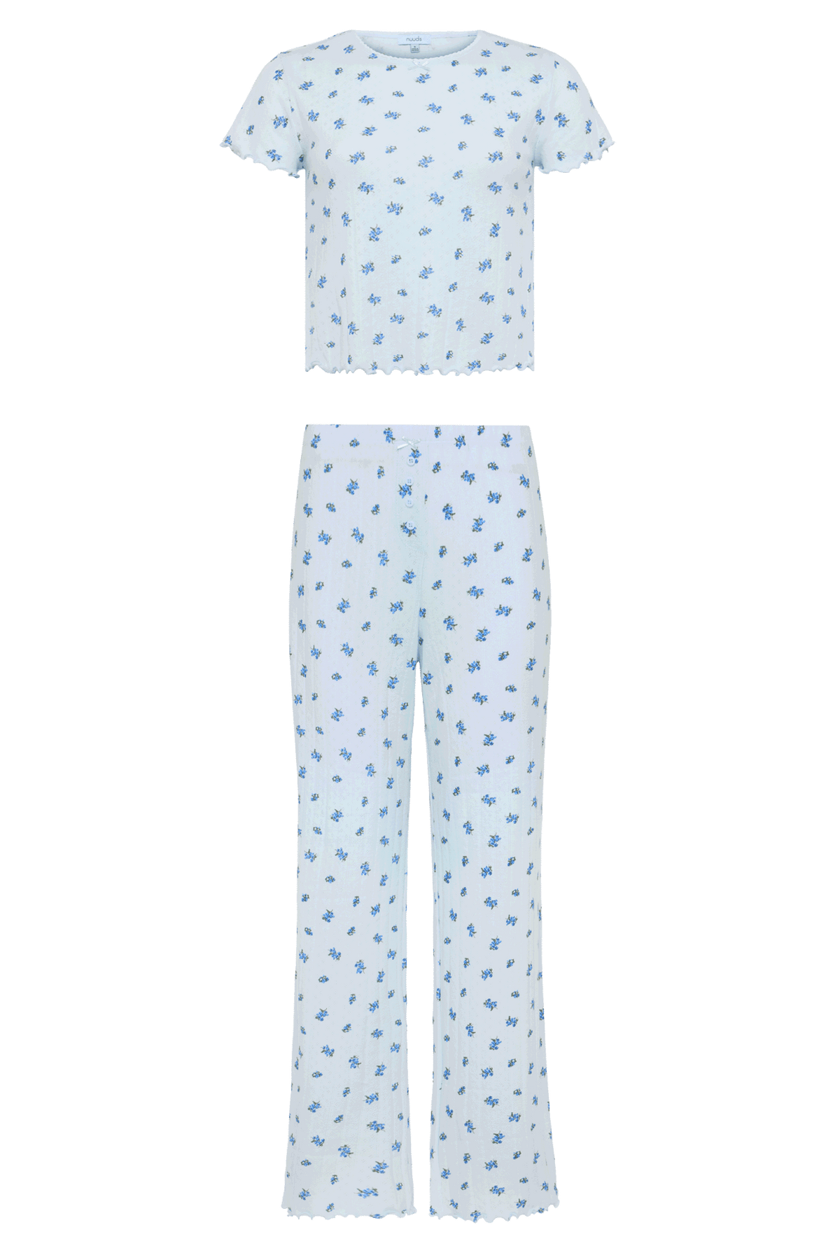 Pointelle Pajama Pant Set | Ditsy Blue