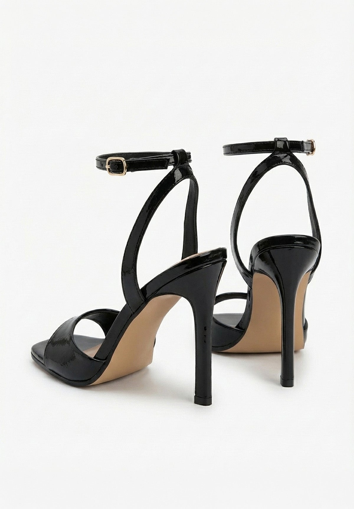 Class Act Black Stiletto Square Adjustable Strap Heels