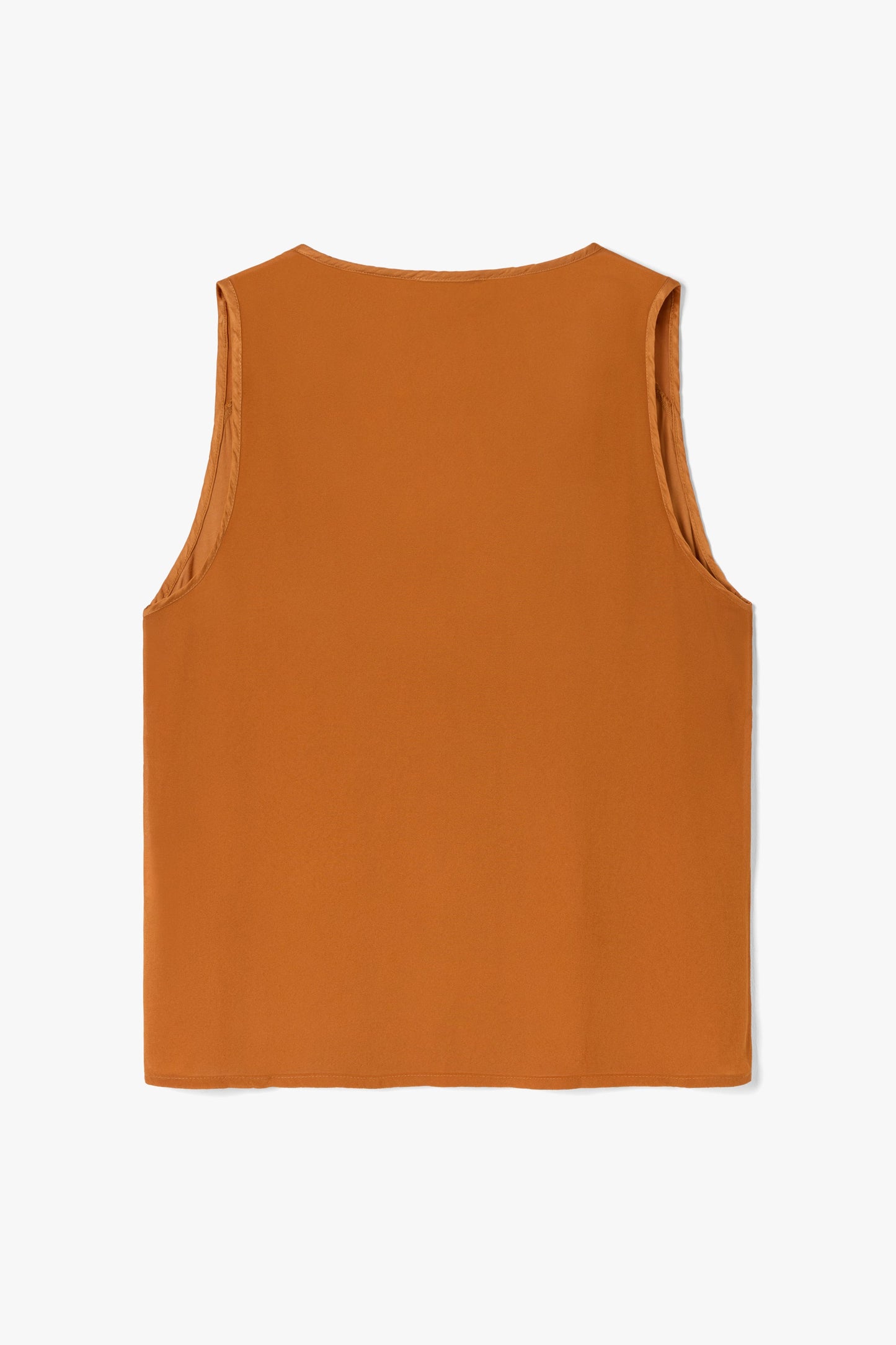 Gigi V Neck Sheer Back Satin Top | Sunset Orange
