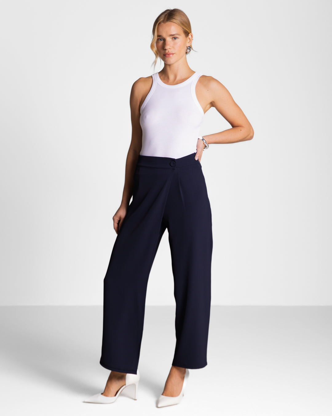 Ophelia Asymmetric Wrap Trousers | Navy