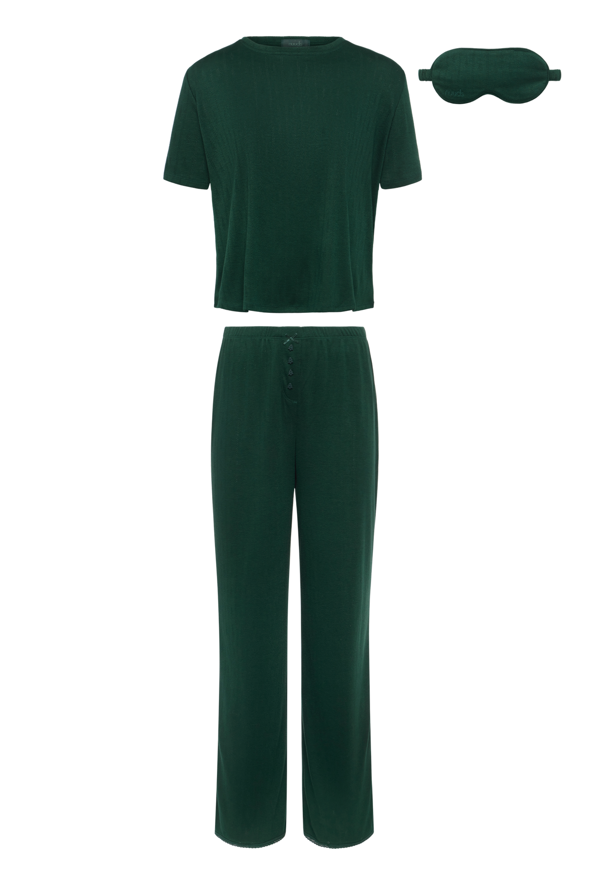 Tree Pointelle Pajama Set with Sleep Mask | Hunter