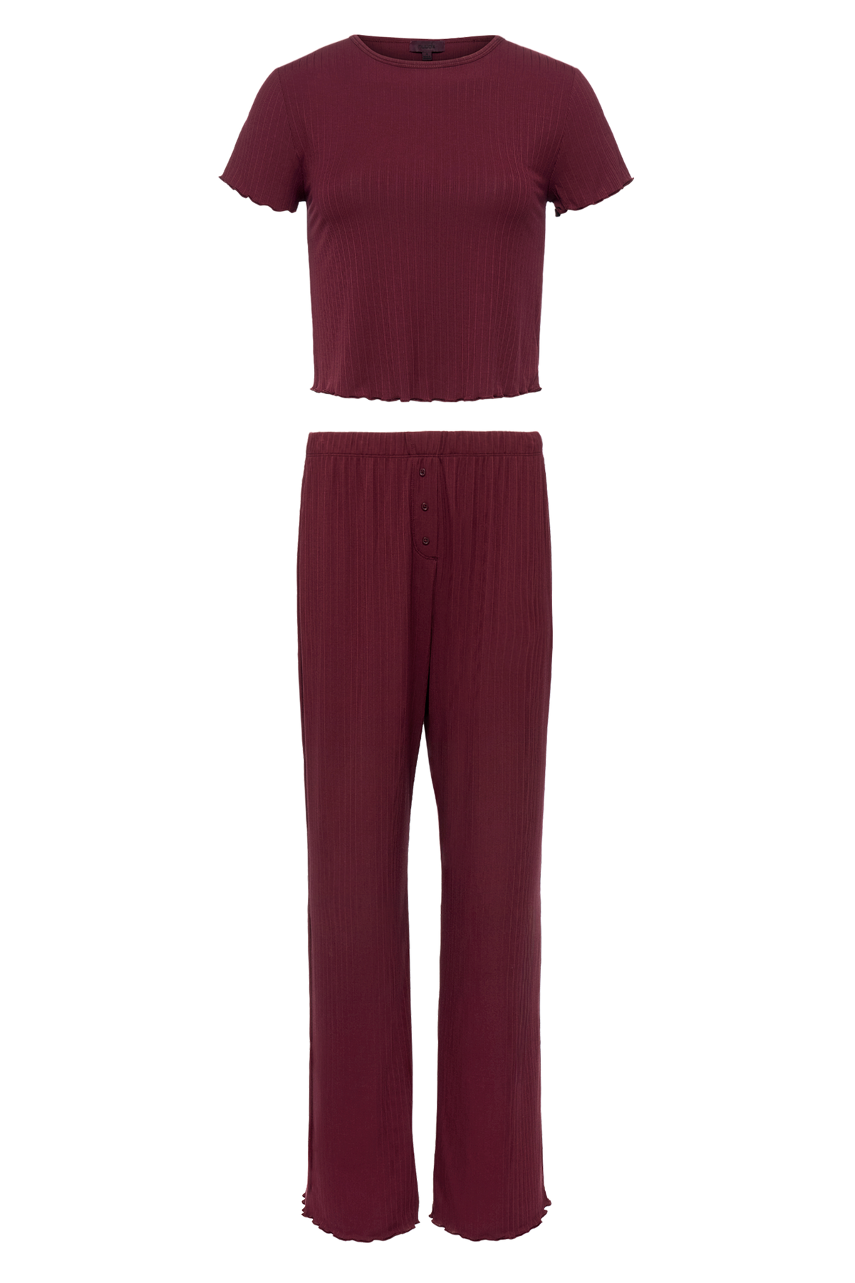 Mini Rib Pajama Set | Ruby