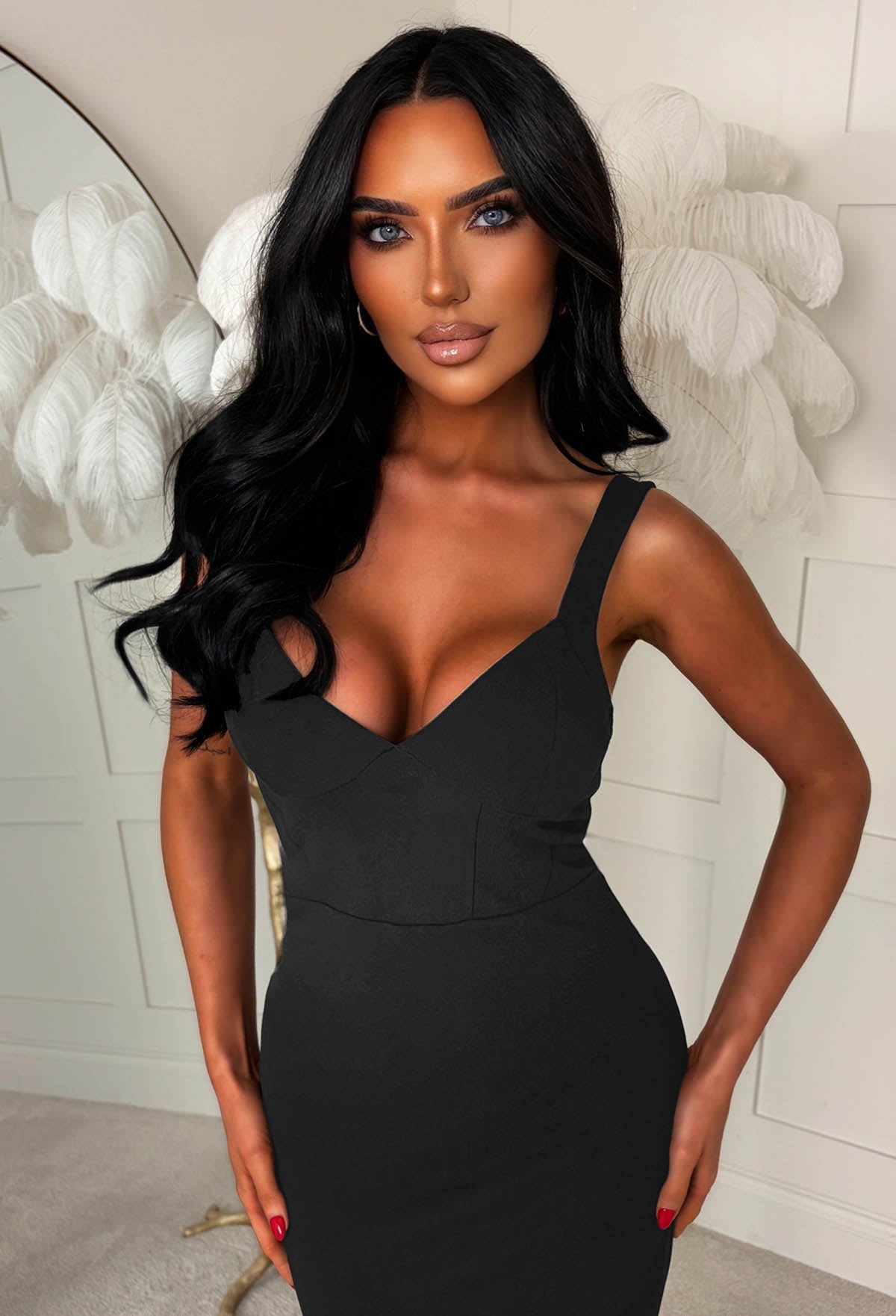 Big Mistake Black Seamed Bust Pencil Dress