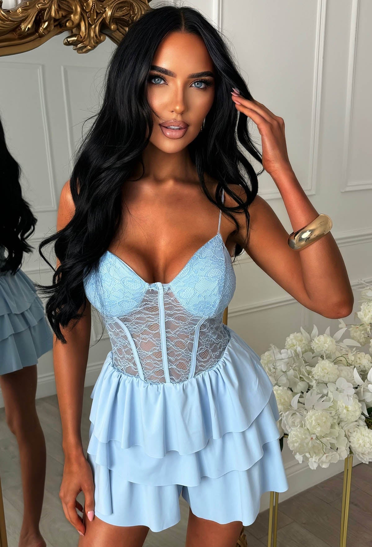 Darling Muse Blue Lace Playsuit