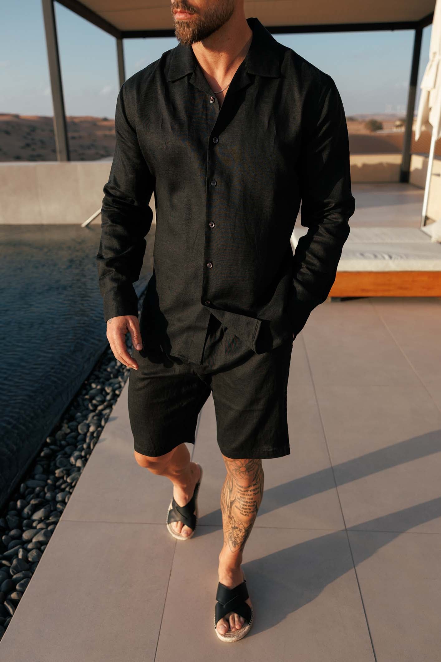 LINEN SHIRT - BLACK