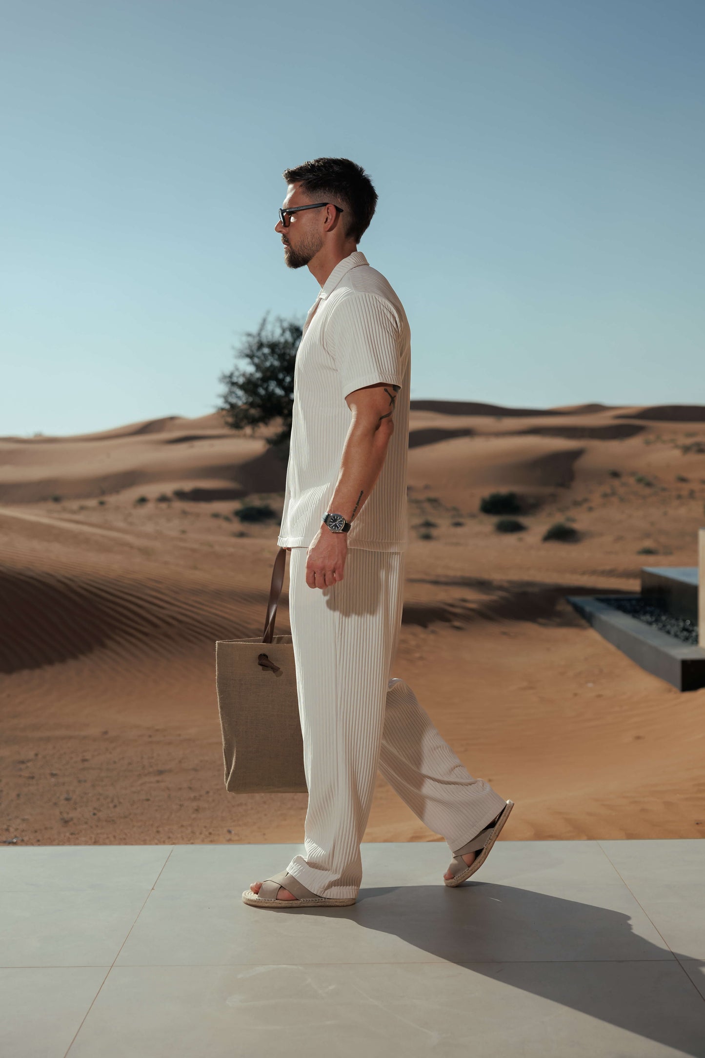 PLEATED SHIRT - BEIGE