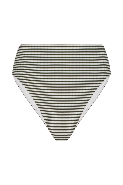 High Waist Bikini Bottom | Olive Stripe