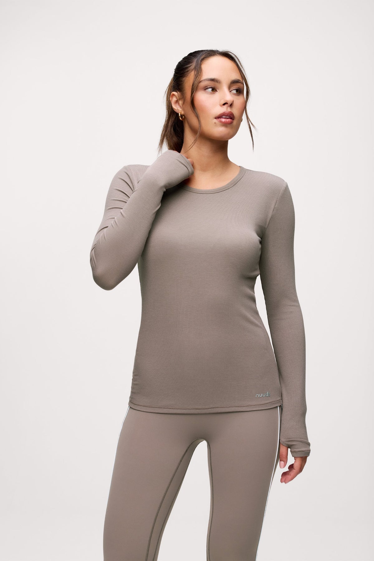 Sporty Rib Bra Long Sleeve | Cocoa