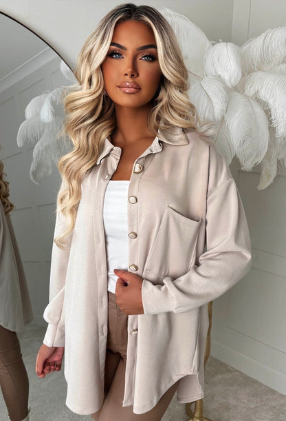 Be Our Babe Cream Gold Button Shirt
