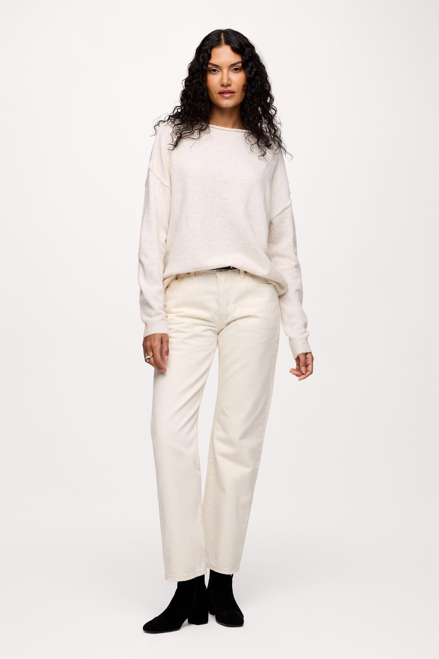 Cozy Knit Mockneck Sweater | Heather Bone