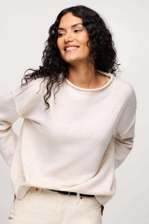 Cozy Knit Mockneck Sweater | Heather Bone