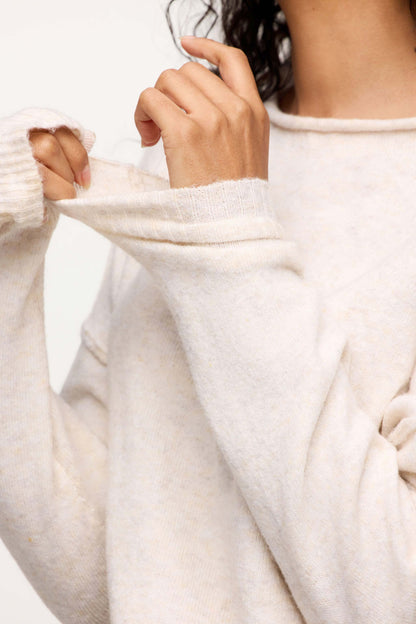 Cozy Knit Mockneck Sweater | Heather Bone
