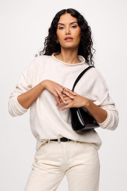 Cozy Knit Mockneck Sweater | Heather Bone