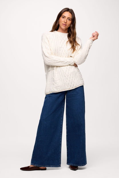 Heritage Cable Sweater | Pearl