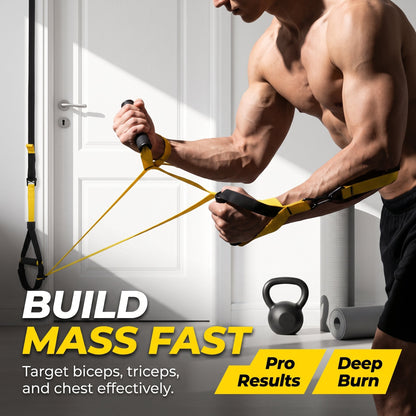 💪 225LBS Heavy Duty Cable Resistance Band Home Gym Training Set