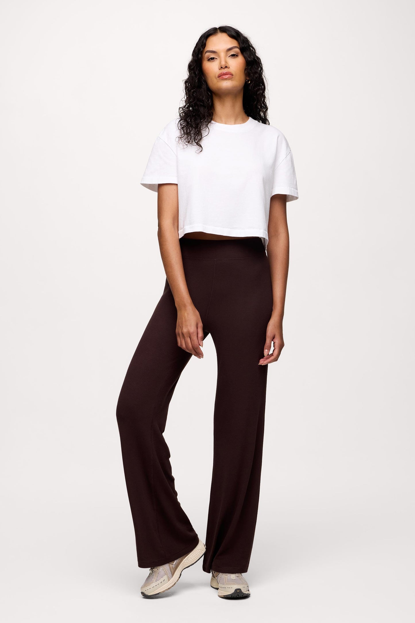 Slinky Rib Streamline Pant | Espresso