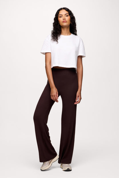 Slinky Rib Streamline Pant | Espresso