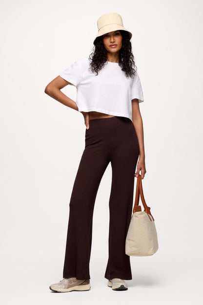Slinky Rib Streamline Pant | Espresso