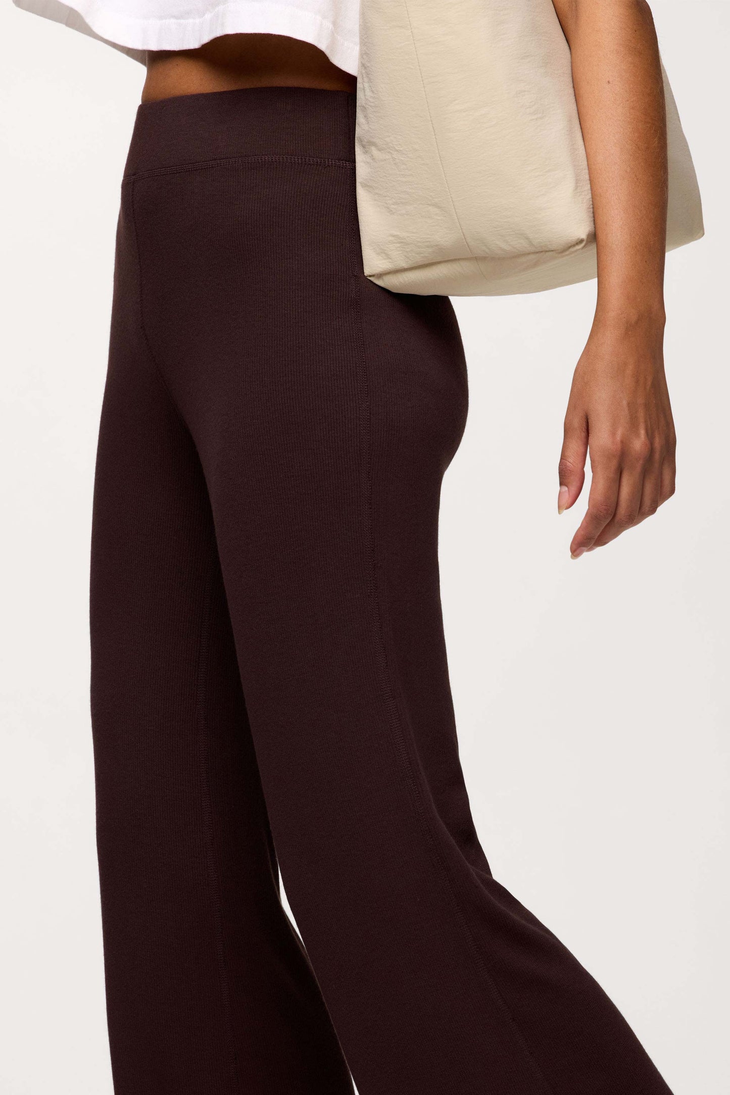 Slinky Rib Streamline Pant | Espresso