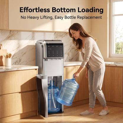 5-In-1 Bottom Loading Water Cooler Water Dispenser with Crushed & Chewable Ice Maker, Child Safety Lock Inset