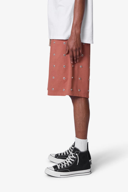 All Over Button Shorts - Rust