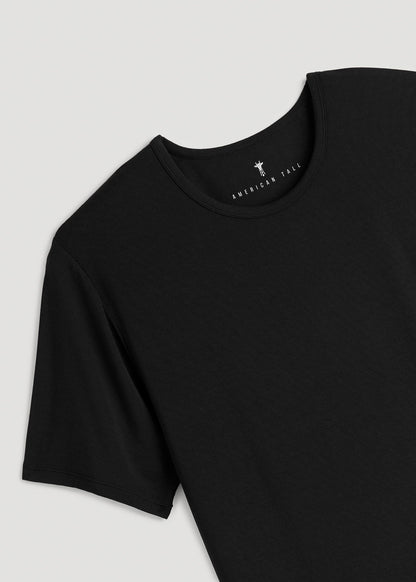 2-Pack Luxe Modal Crewneck Undershirts for Tall Men in Black
