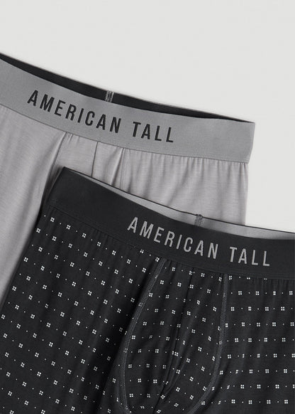 Micro Modal Boxer Briefs for Tall Men in Dark Grey Geo & Pebble Grey