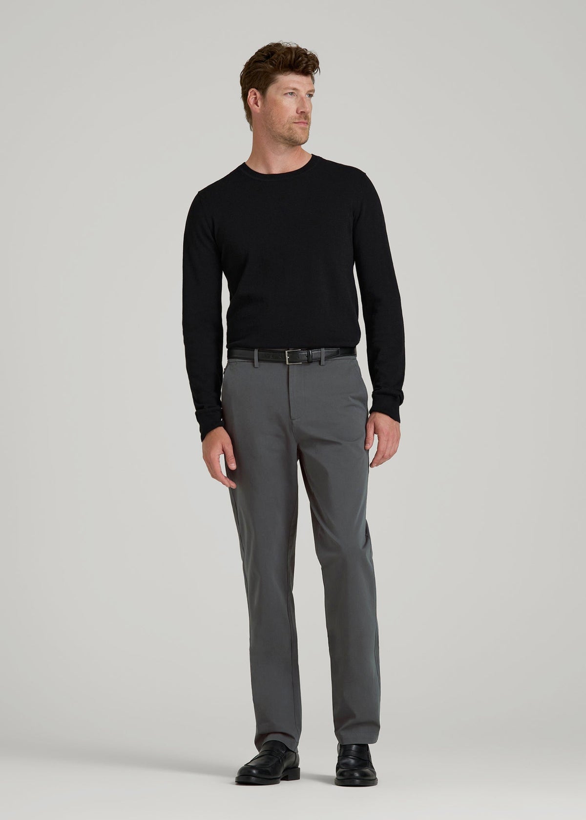 4-Way Stretch Commuter Tapered Chino Pants for Tall Men in Dark Ash