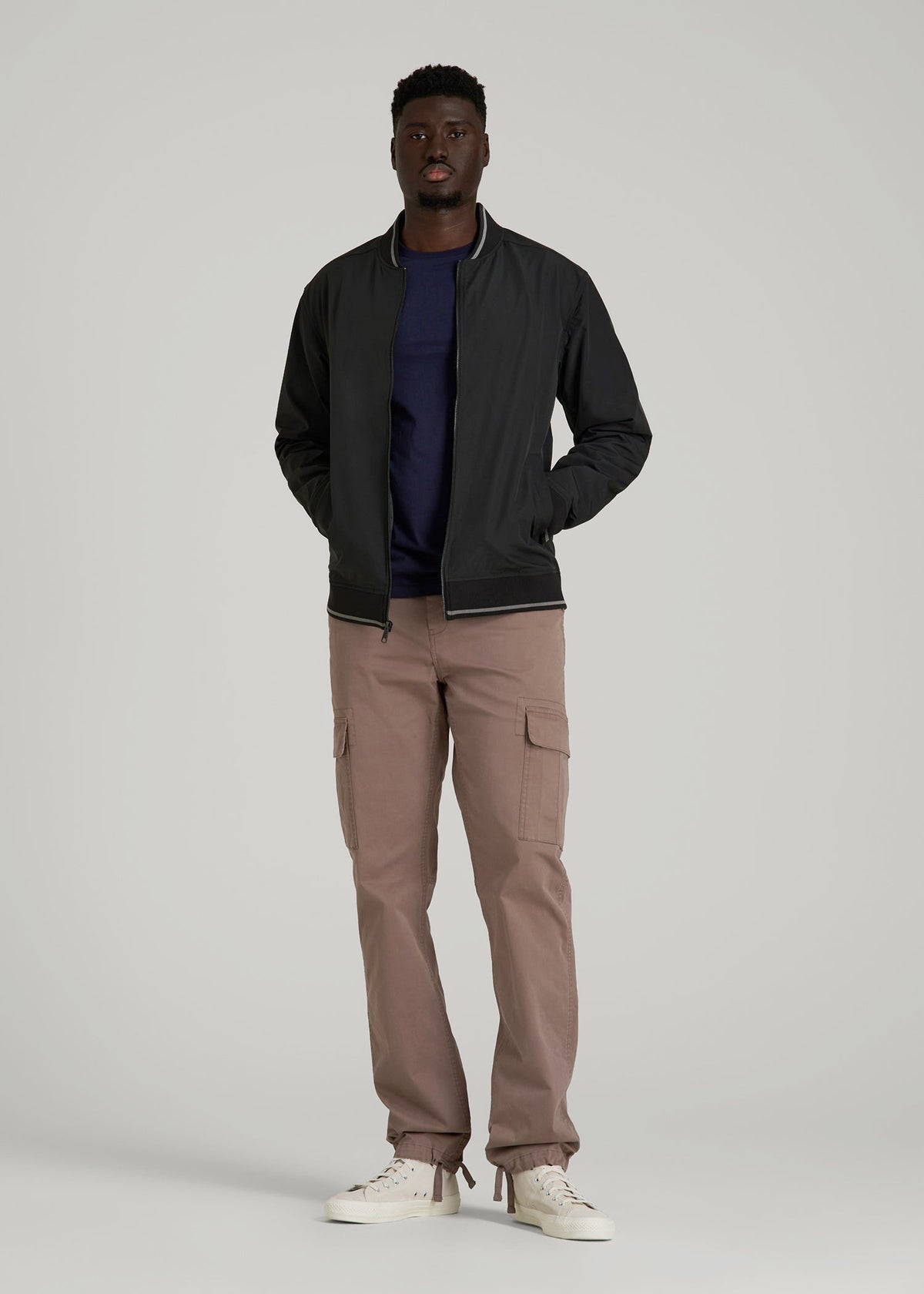 A.T. Bomber Jacket for Tall Men in Black
