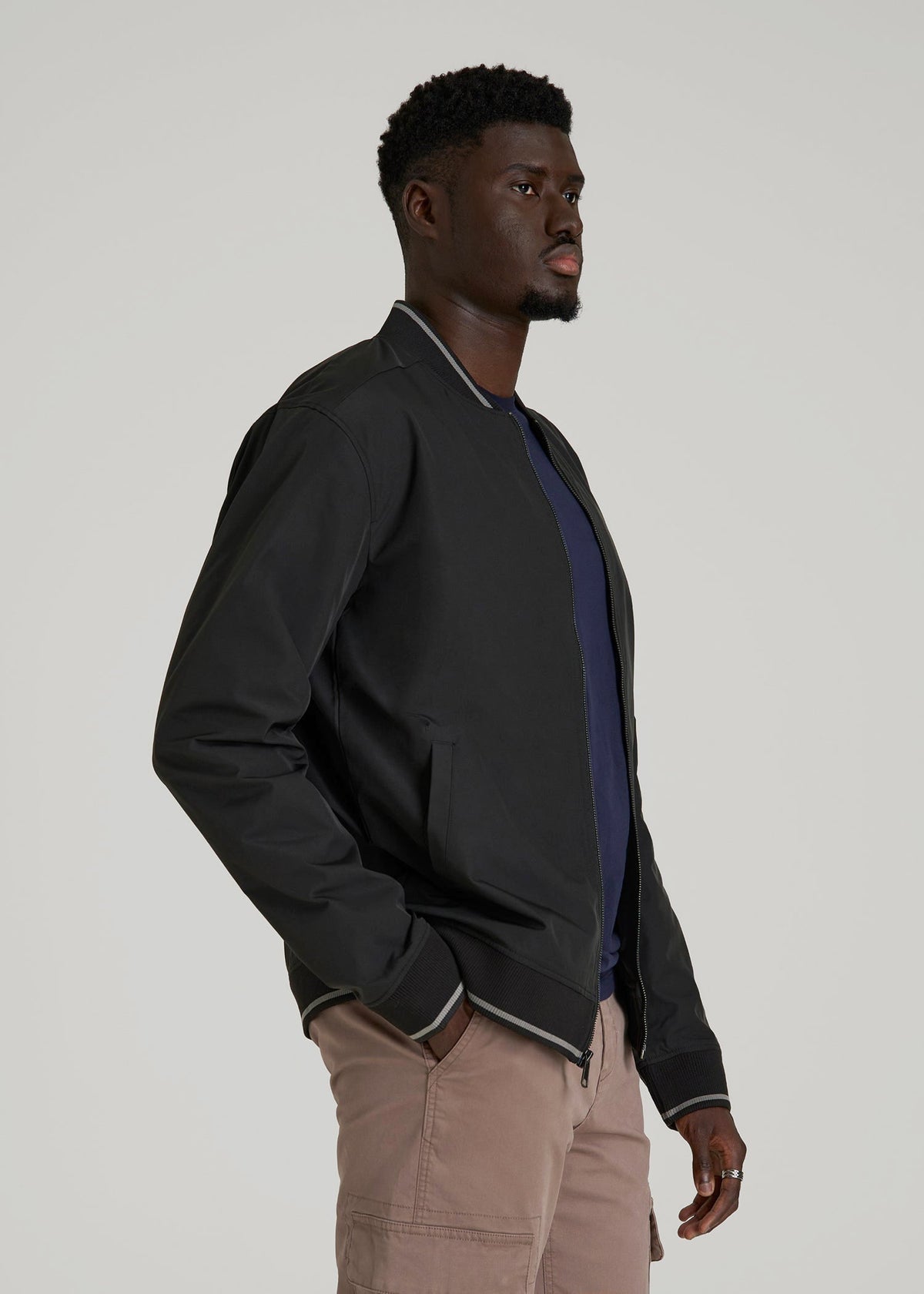 A.T. Bomber Jacket for Tall Men in Black