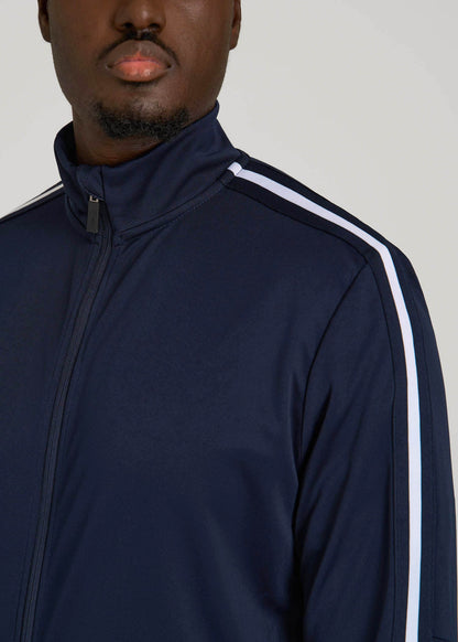 Athletic Stripe Jacket for Tall Men in Navy-White Stripe