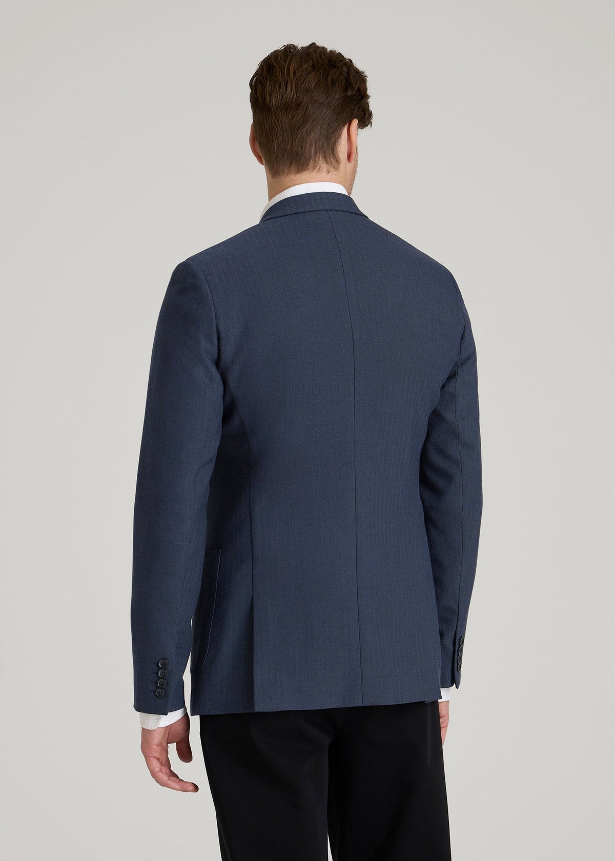 Core Blazer for Tall Men in Navy Blue Herringbone