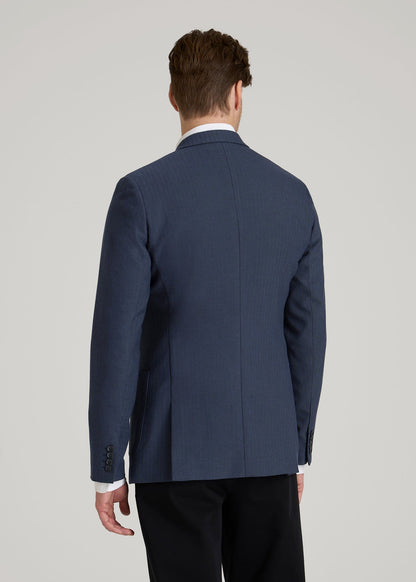Core Blazer for Tall Men in Navy Blue Herringbone