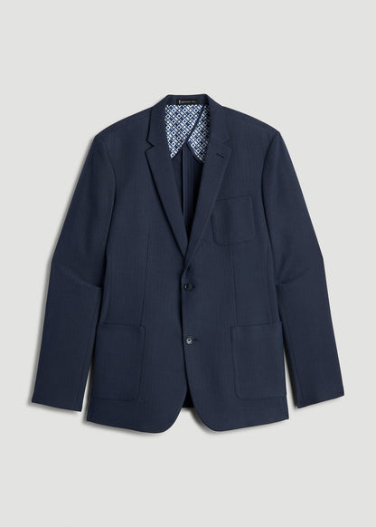 Core Blazer for Tall Men in Navy Blue Herringbone