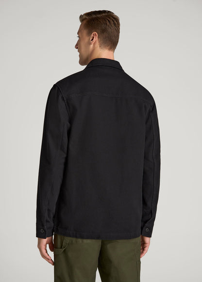 LJ&S Canvas Shirt Jacket for Tall Men in Black