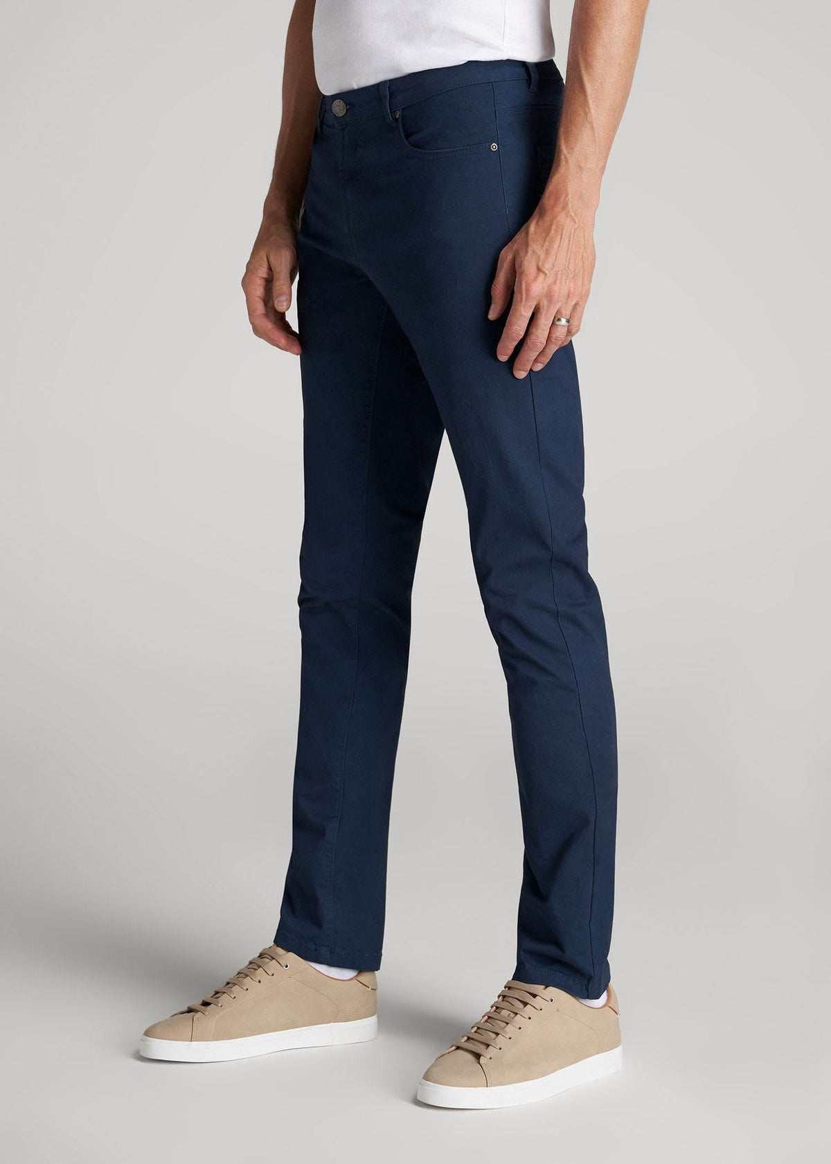Carman TAPERED Fit Five Pocket Pants for Tall Men in Marine Navy