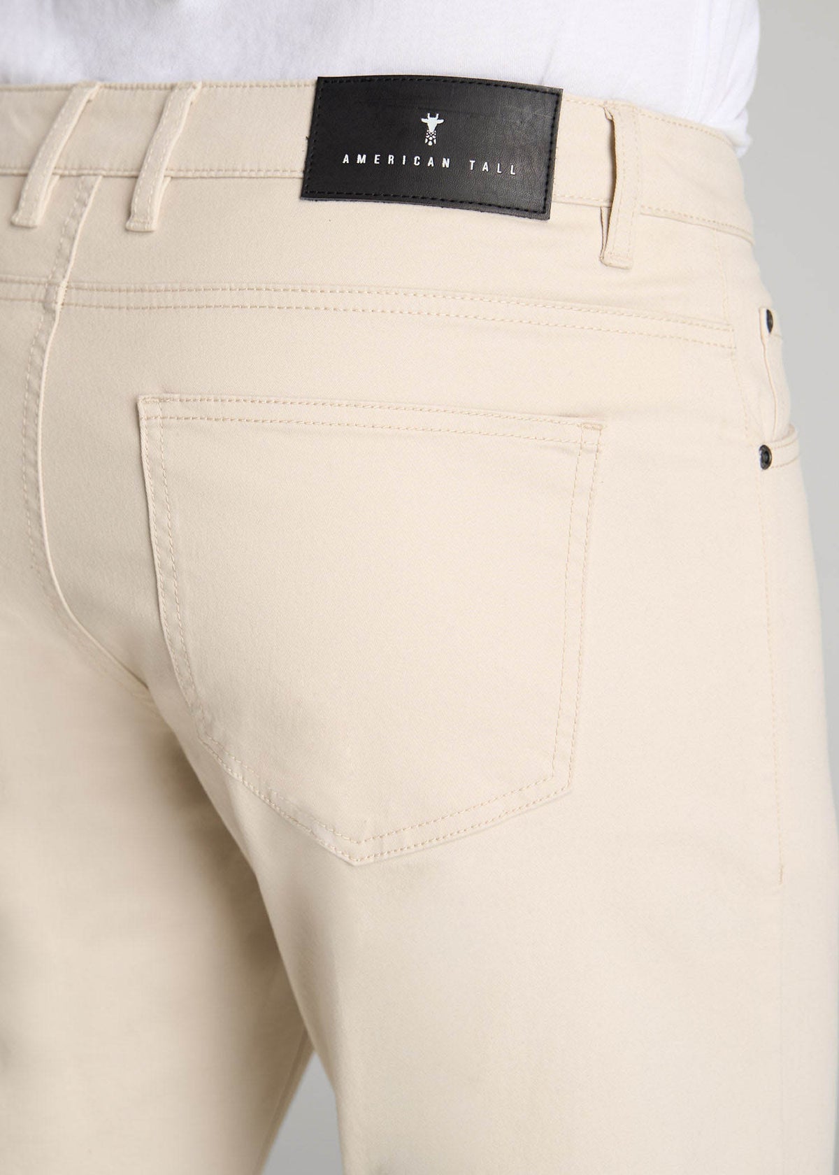 Carman TAPERED Fit Five Pocket Pants for Tall Men in Soft Beige