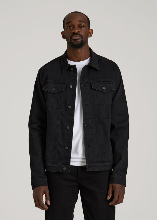 Classic Denim Jacket for Tall Men in Black