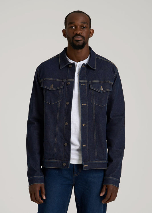 Classic Denim Jacket for Tall Men in Rinse Wash